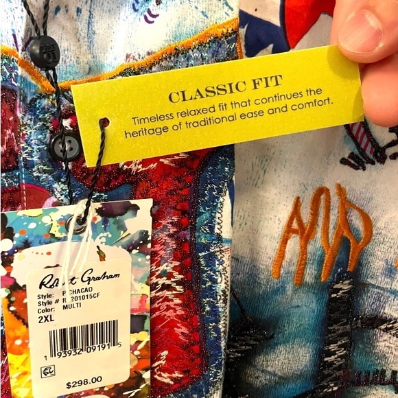 ROBERT GRAHAM Pichacao Graffiti Print Part Embroidered Sports Shirt LS 2x - Picture 9 of 16